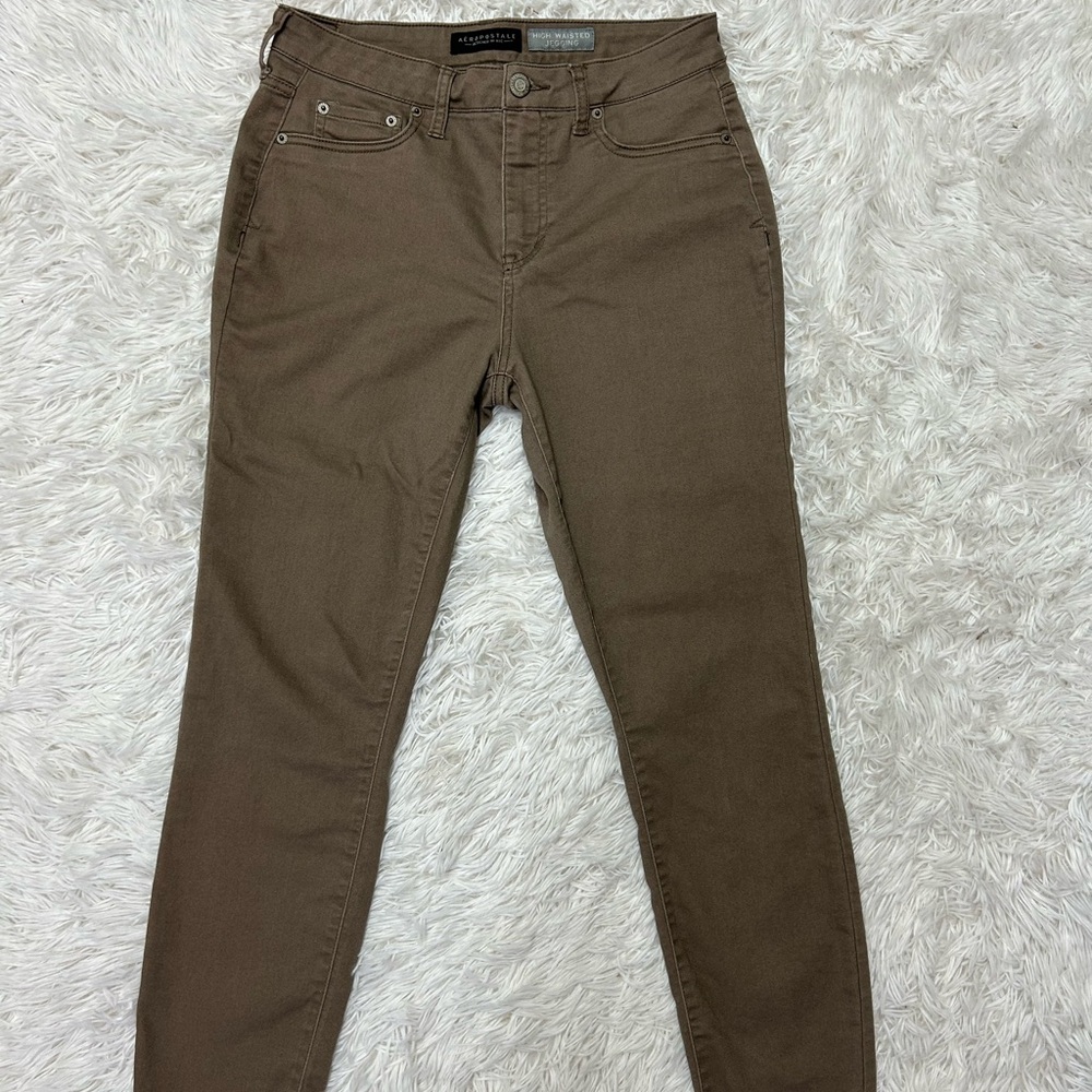 Aeropostale Taupe/Brown Stretch Slim Jeggings Size 8/reg